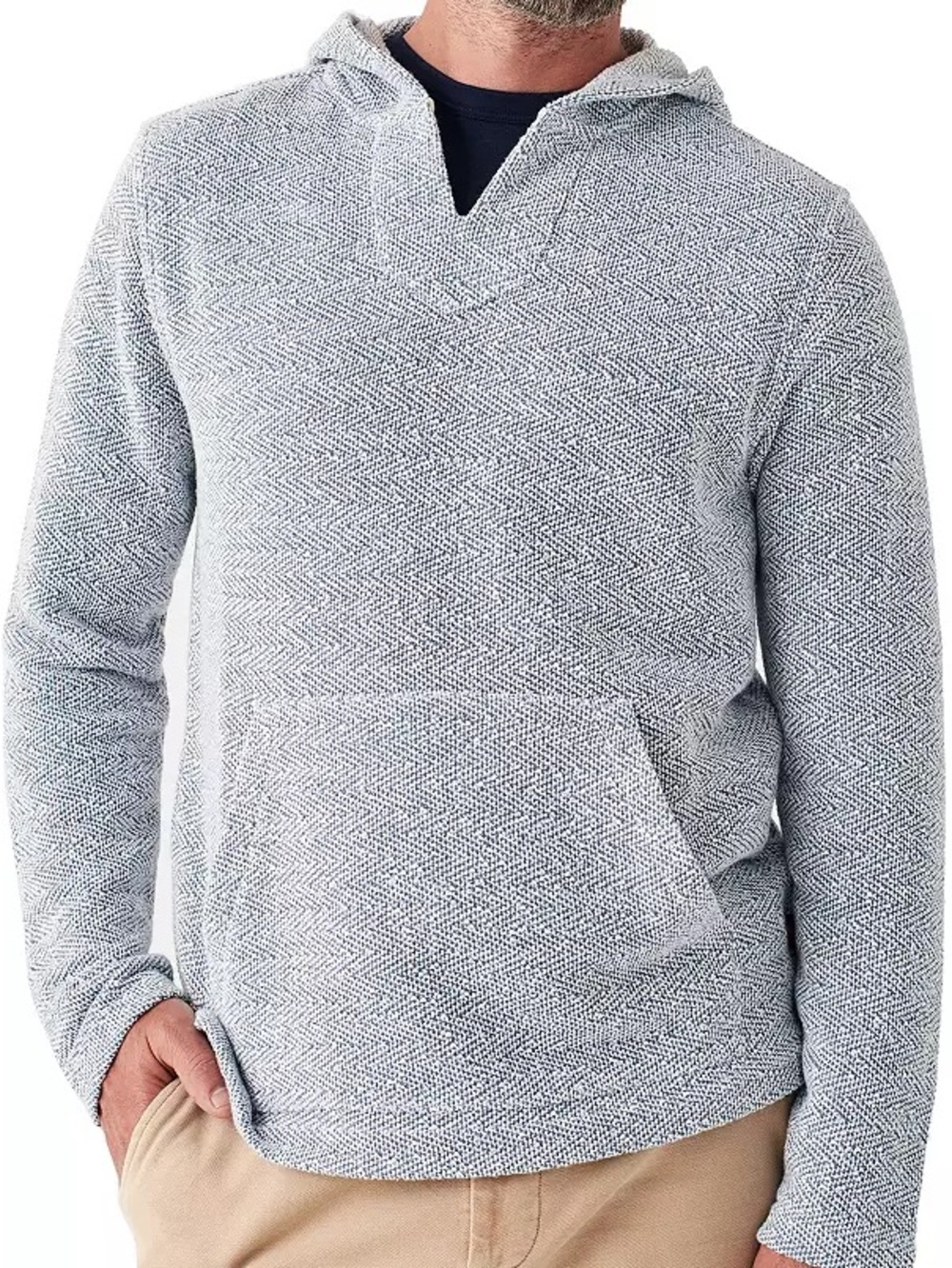 faherty woven blue mens whitewater hoodie small